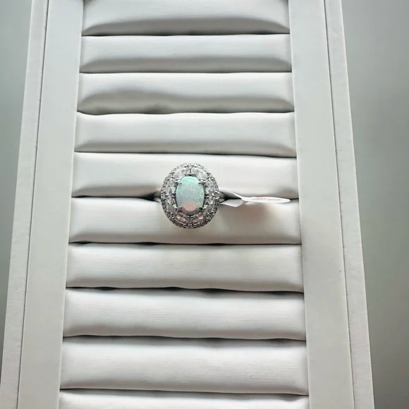 Bomb Party Opal Halo Ring size 10 with Silver band - Picture 2 of 3